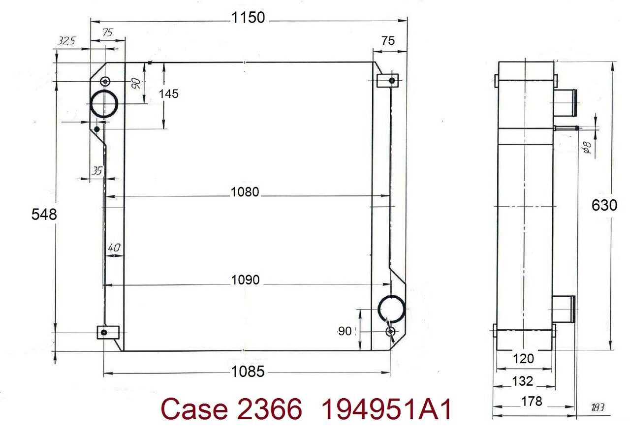 Радиатор Case 2366,купить,194951А1,радиатор охлаждения Case,цена,радиатор  охлаждения Case 2366